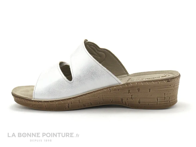 Achat chaussures Inblu Femme Mule, vente Inblu 26T00311 Blanc - Mule Femme 2 velcros - Talon compense