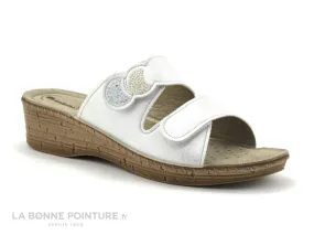 Achat chaussures Inblu Femme Mule, vente Inblu 26T00311 Blanc - Mule Femme 2 velcros - Talon compense