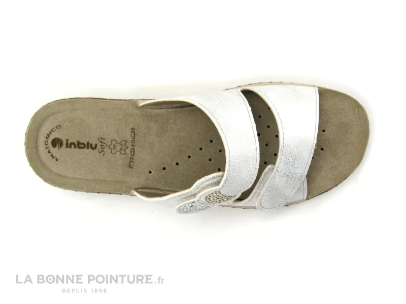 Achat chaussures Inblu Femme Mule, vente Inblu 26T00311 Blanc - Mule Femme 2 velcros - Talon compense