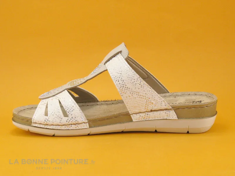 Achat chaussures Moran's Femme Mule, vente Morans MEMBOISE - Blanc - Gris - Mule Femme avec bride a scratch