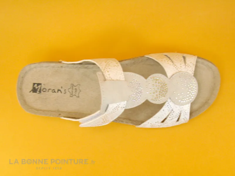 Achat chaussures Moran's Femme Mule, vente Morans MEMBOISE - Blanc - Gris - Mule Femme avec bride a scratch