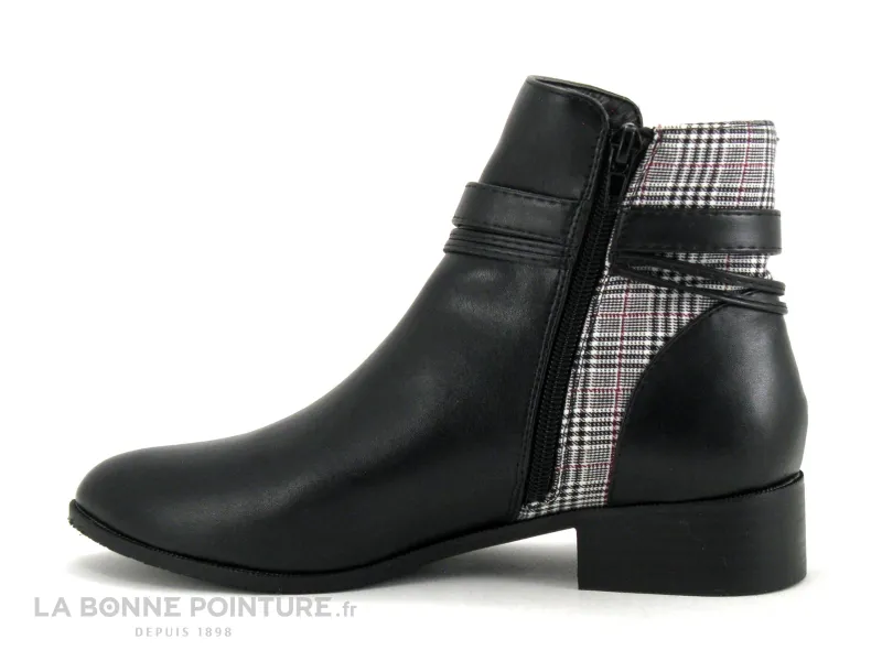 Achat chaussures The Divine Factory Femme Boots, vente The Divine Factory QL4732 Noir - Prince de Galles - Boots avec zip