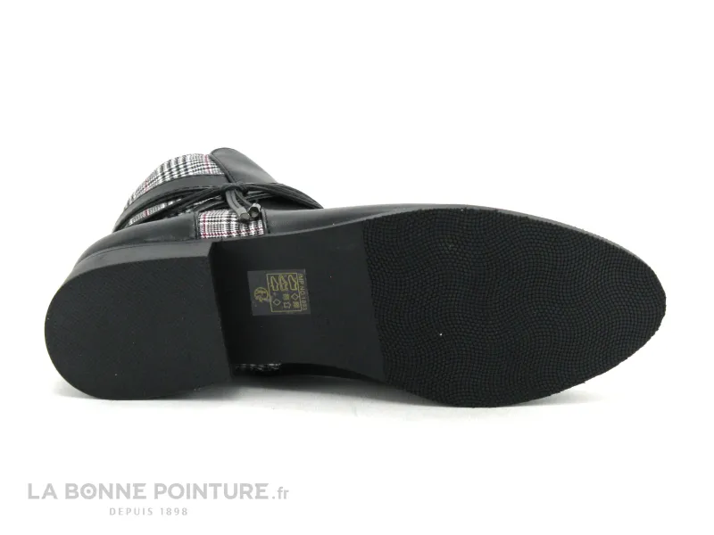 Achat chaussures The Divine Factory Femme Boots, vente The Divine Factory QL4732 Noir - Prince de Galles - Boots avec zip