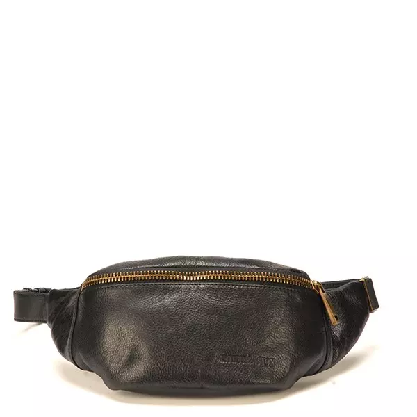 Arthur & Aston - sac banane en cuir noir