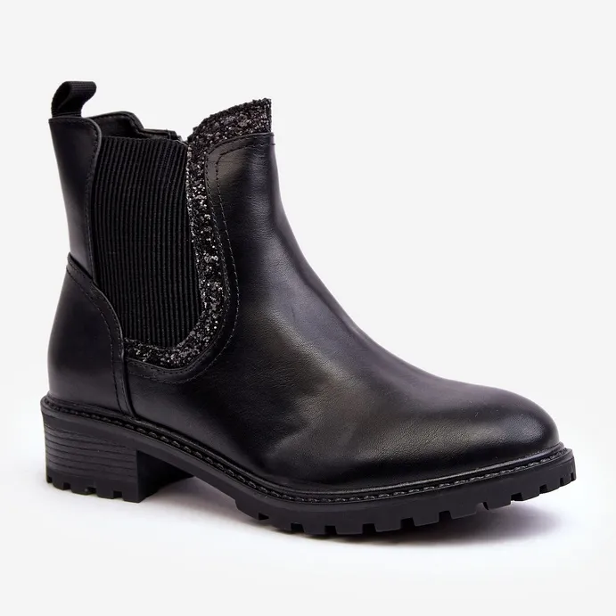 Bottines Chelsea femme à tige basse et talon plat, Noir Kassona le noir