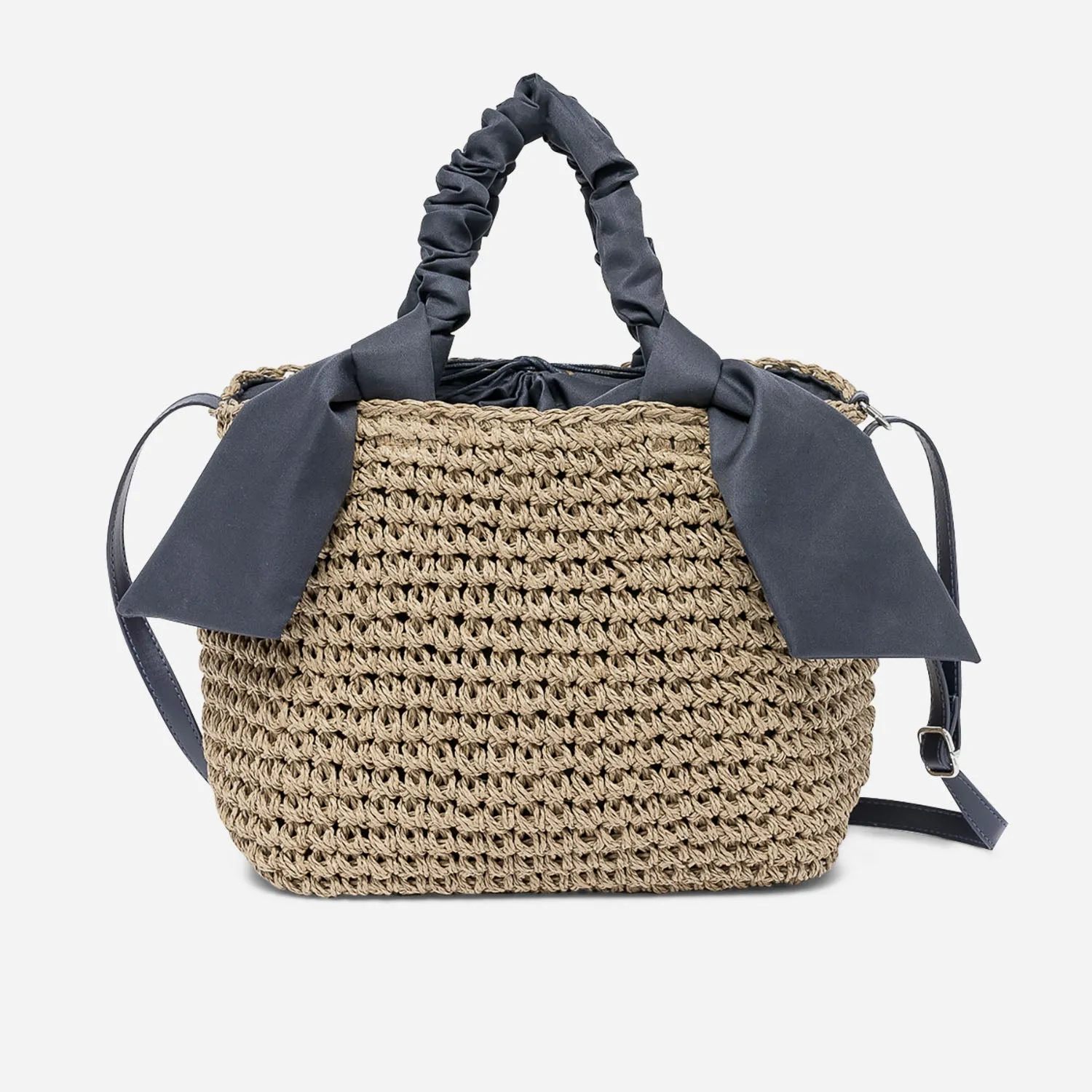 Panier beige foncé tressé à anses marine - Sac cabas / Grand volume Maroquinerie | ERAM