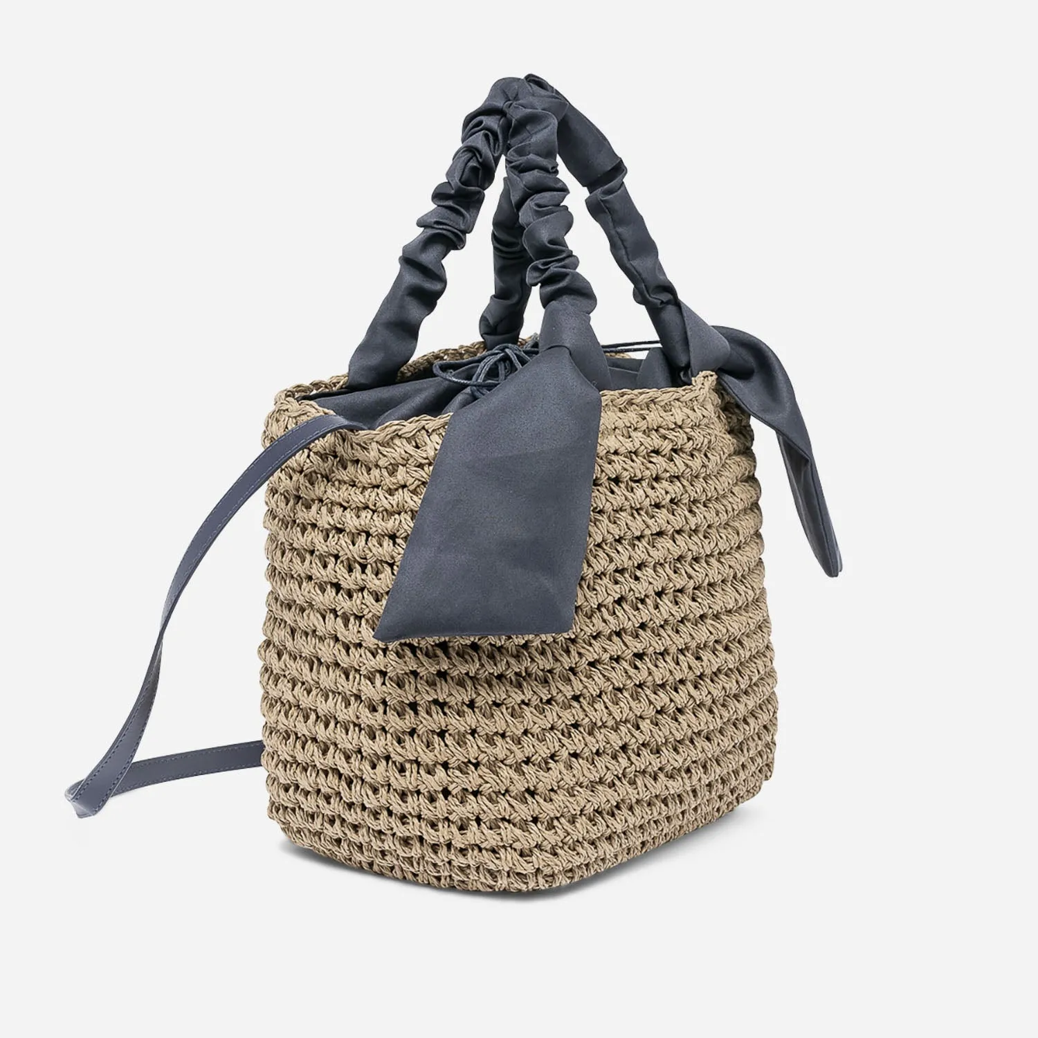 Panier beige foncé tressé à anses marine - Sac cabas / Grand volume Maroquinerie | ERAM