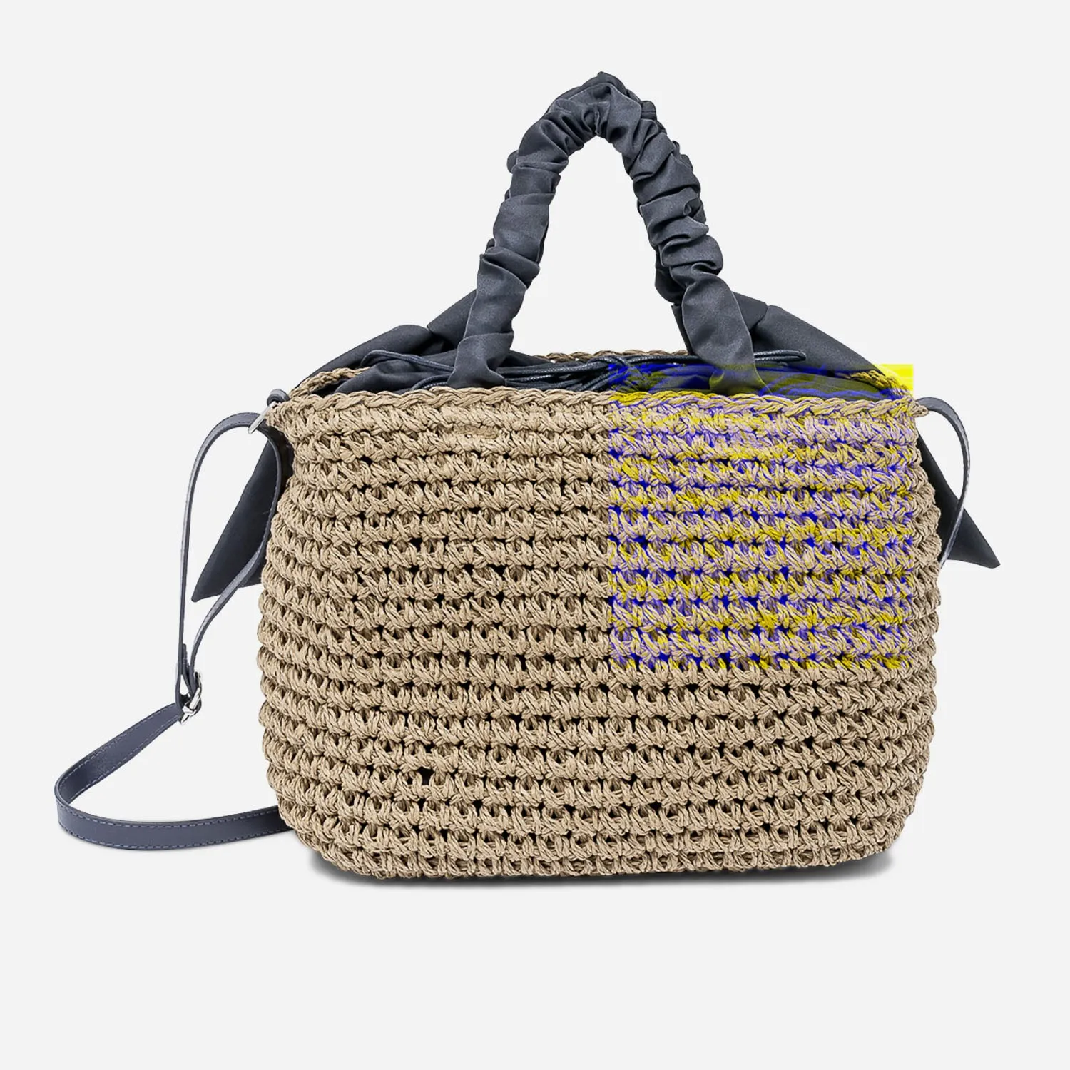 Panier beige foncé tressé à anses marine - Sac cabas / Grand volume Maroquinerie | ERAM