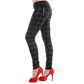 Pantalon Femme BANNED - Grey Check Skinny - Rock A Gogo