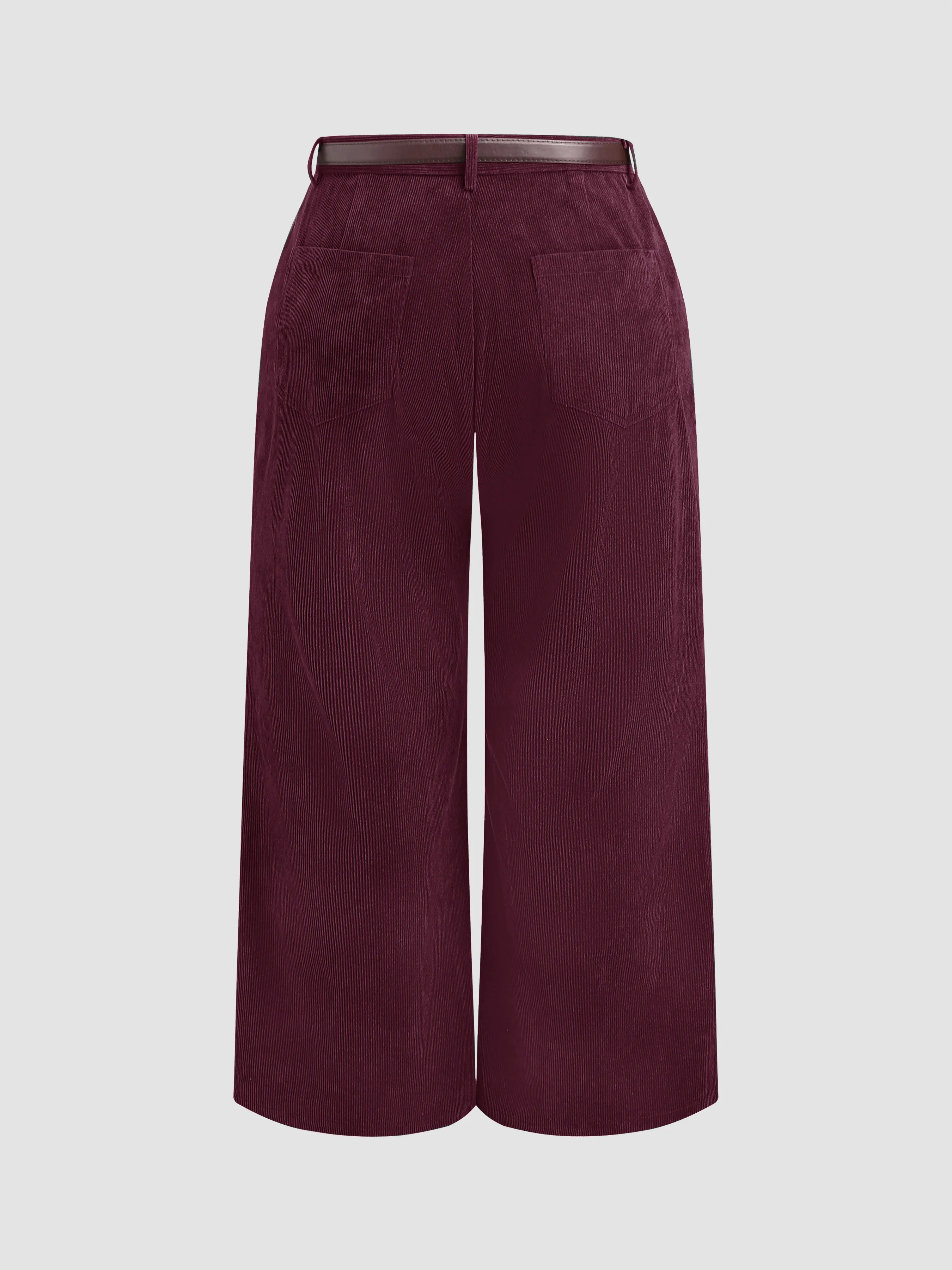  Pantalon Large à Taille Moyenne en Velours Côtelé avec Ceinture Curve & Plus