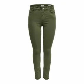 Pantalon skinny fit coton poches effiloché chevilles Femme ONLY à 