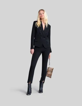 Pantalon slim en twill noir fente devant femme