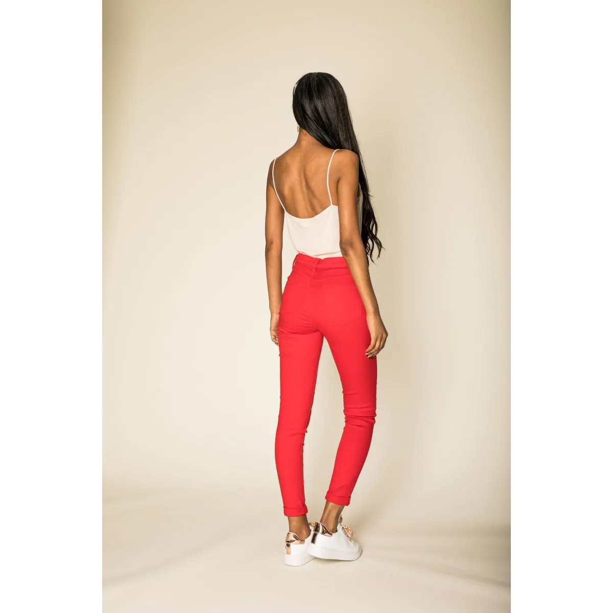 Pantalon stretch skinny rouge Nina Carter - Matière noble 29,90€