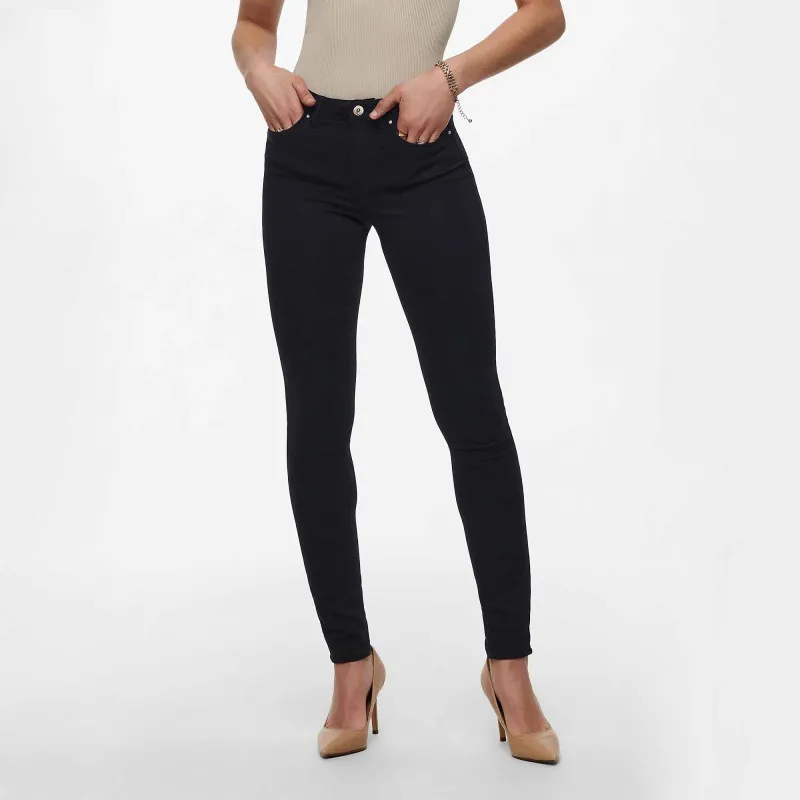 Pantalon taille haute skinny coton poches bouton Femme ONLY à prix 