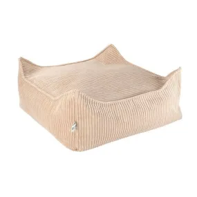 Pouf enfant carré velours côtelé OTTO BRUN SUGAR beige - 