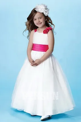 Robe cortège fille princesse avec bretelle en satin & organza