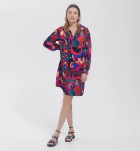 Robe imprimée en satin Femme - Imprimé multicolore