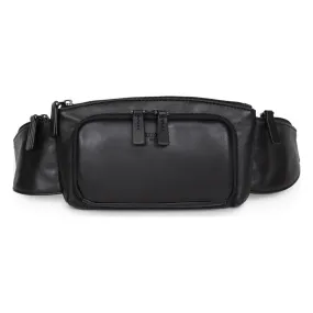 Sac banane Cuir SOFTSTUDIO Noir Kurt Hexagona - Pochette & Sacoche Homme sur MenCorner