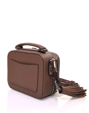 Sac bandoulière carré rigide type mallette marron