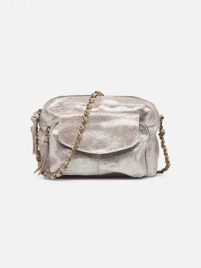 Sac bandoulière naina large argenté femme - Pieces | wimod