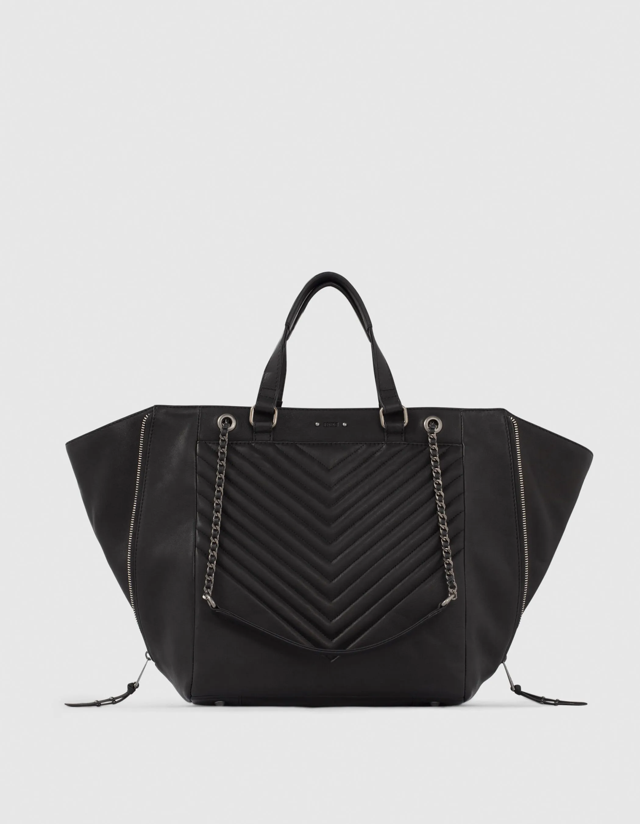 Sac cabas cuir noir LE 1440 matelassage chevrons femme