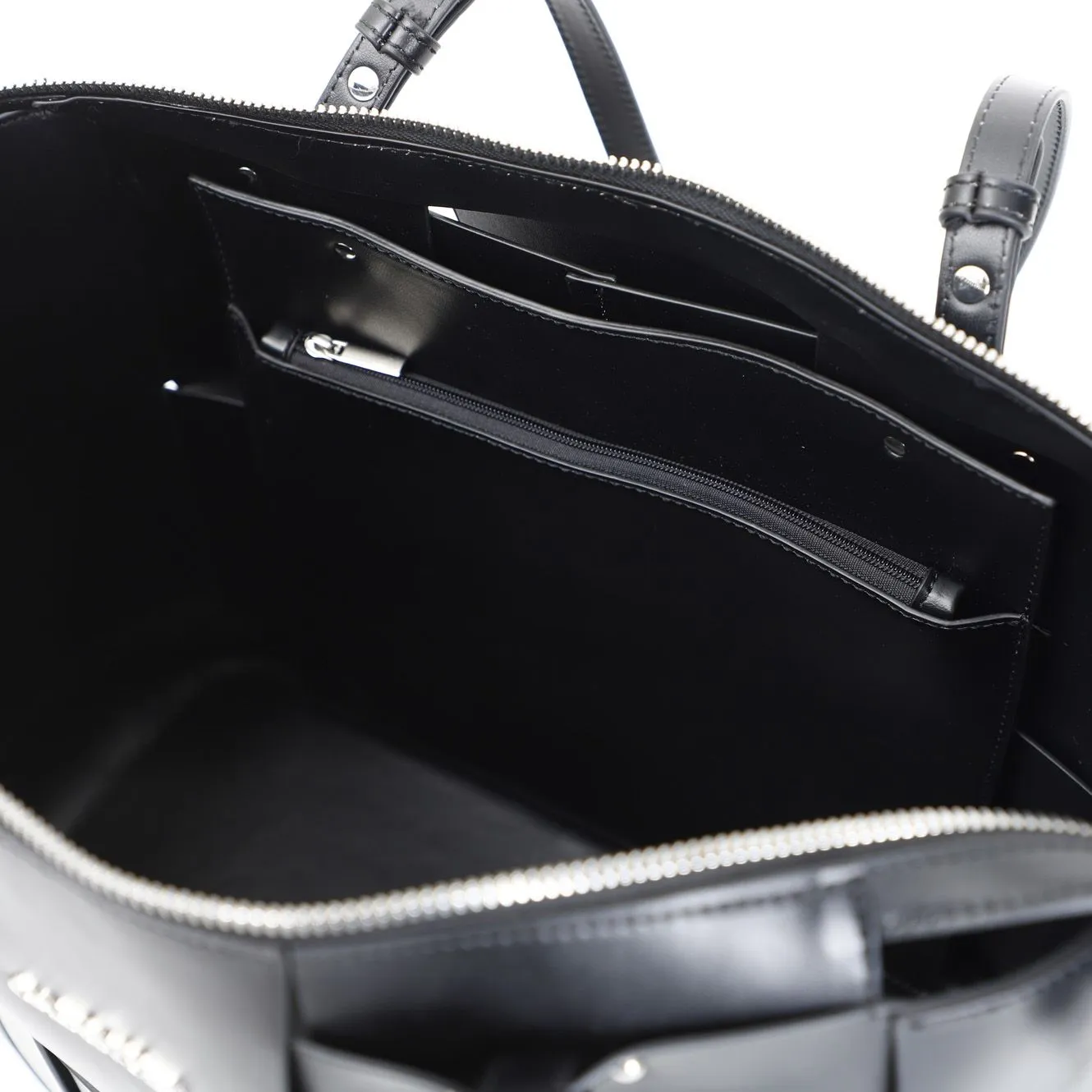 sac cabas sans doublure avec de larges bandes entrelacées black - CafèNoir