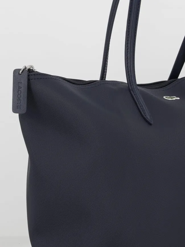 Sac cabas zippé bleu marine femme - Lacoste | wimod