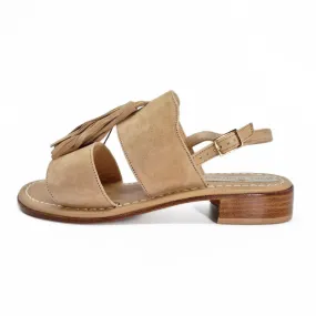 Sandale style bohème en velours beige - Moda Positano - Scarpe