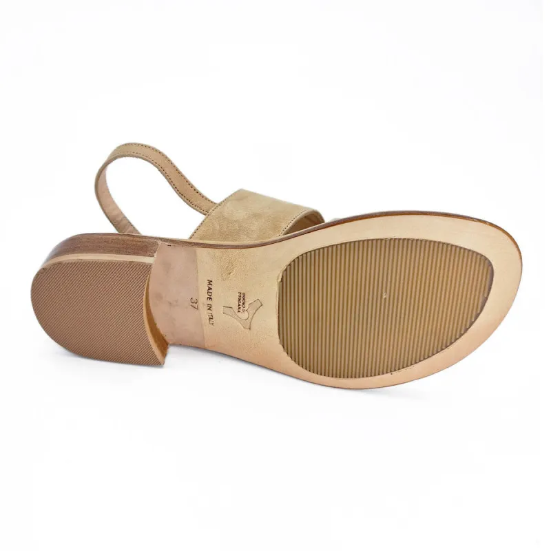 Sandale style bohème en velours beige - Moda Positano - Scarpe