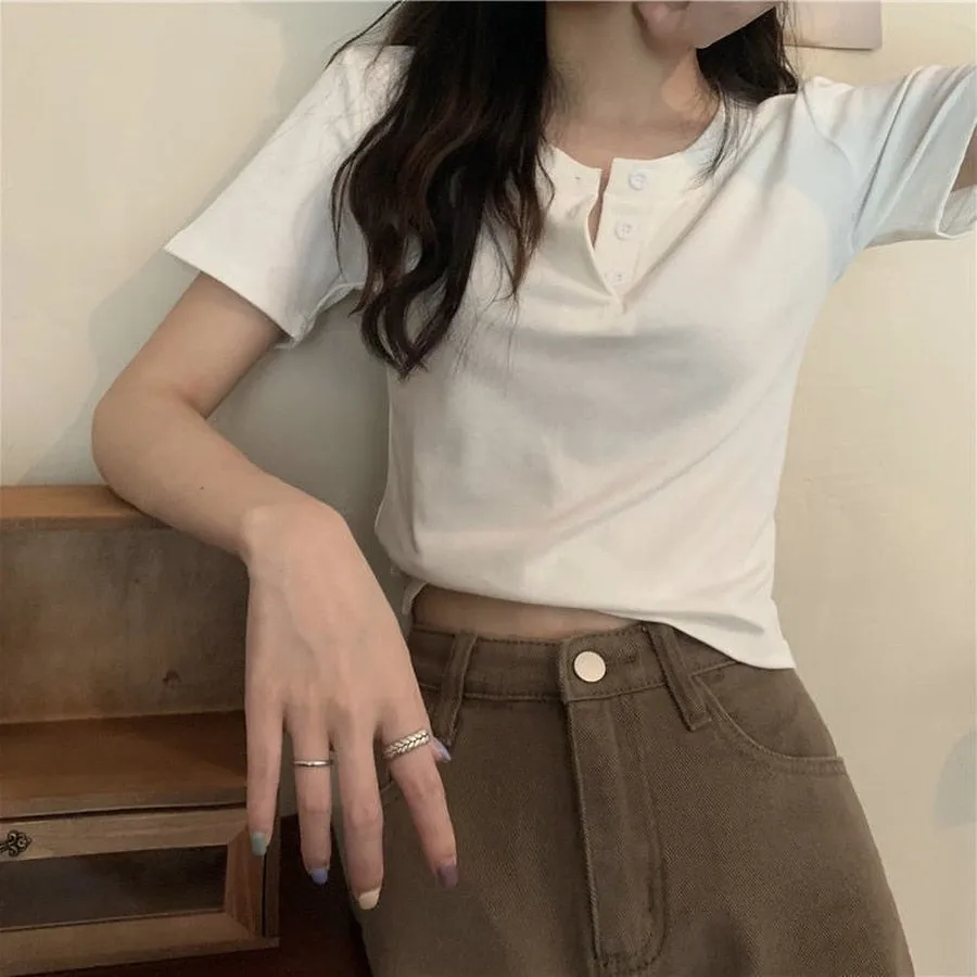 Solid Casual Skinny White Slim Female Tops