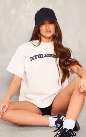 T-shirt oversize butter cream à slogan Athleisure imprimé