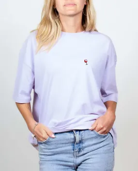 T SHIRT OVERSIZE FEMME BRODE : VERRE DE VIN - Les Savoyards