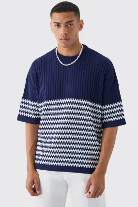 T-shirt oversize rayé en maille