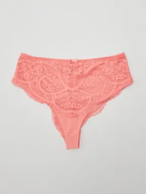 Tanga en dentelle - rose