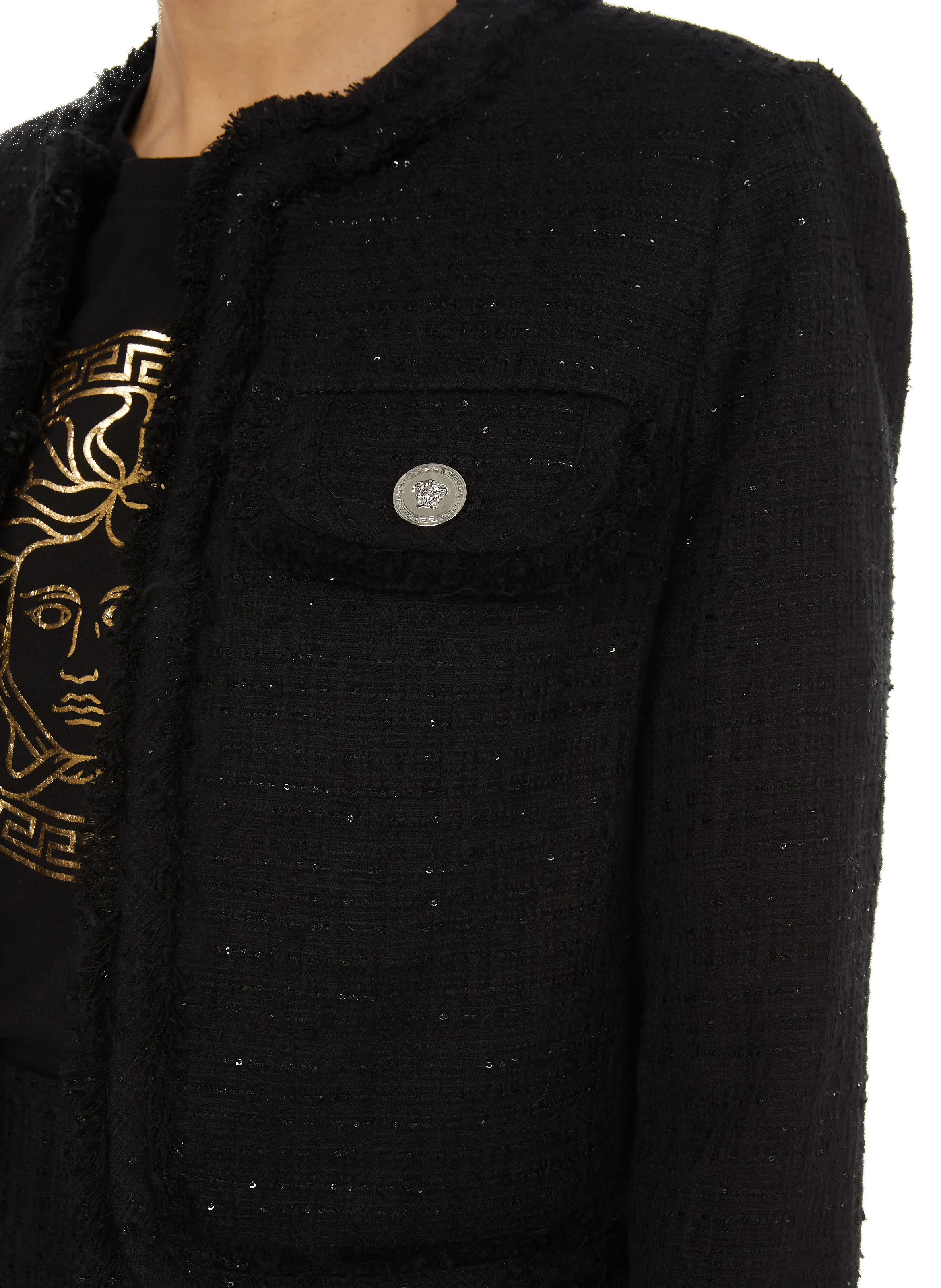 VERSACE  Veste en tweed - Noir