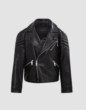 Veste 1440 Leather story en cuir noir matelassé garçon