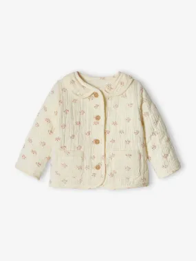 Veste bébé en gaze de coton écru - Vertbaudet