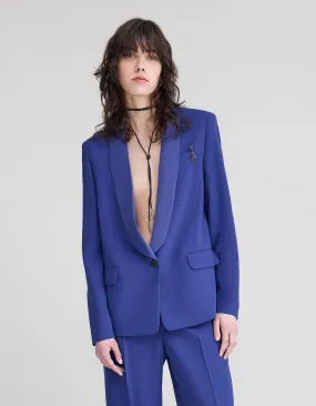 Veste de costume bleu roi oversize col châle Femme