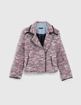 Veste marine mini me lainage façon tweed fille