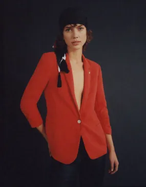 Veste tailleur en crêpe coloris rouge femme